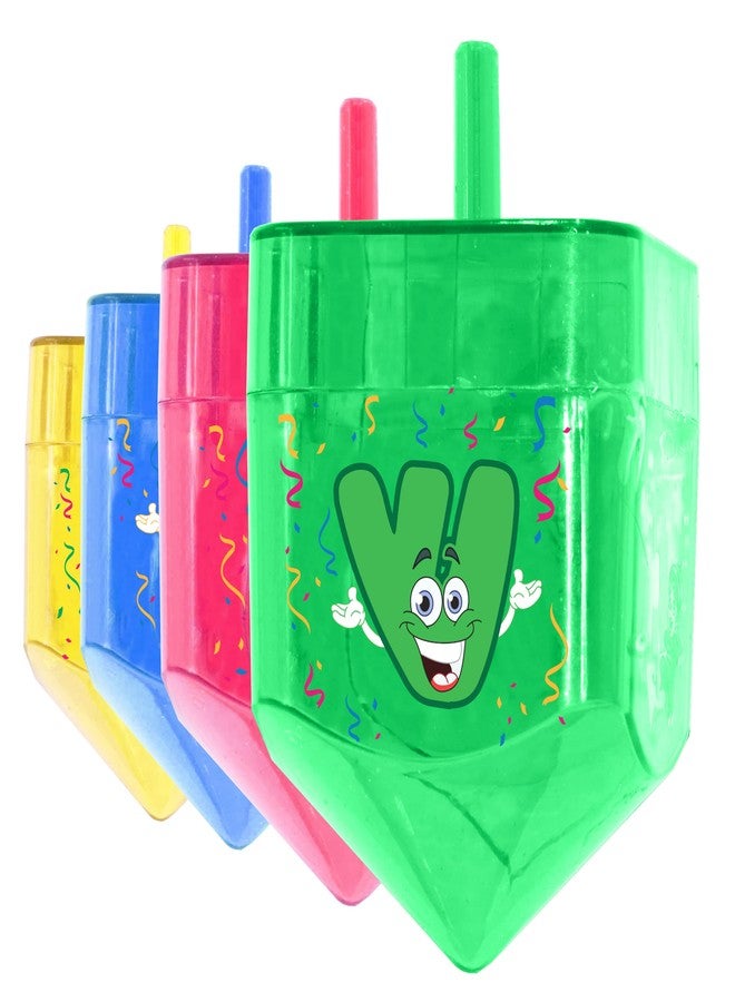 Izzy 'n' Dizzy 4 Pack Fillable Dreidels - Small 1.75 x 1 Inch - Great for Chocolate Coins and Candy - Assorted Colors - Image 5